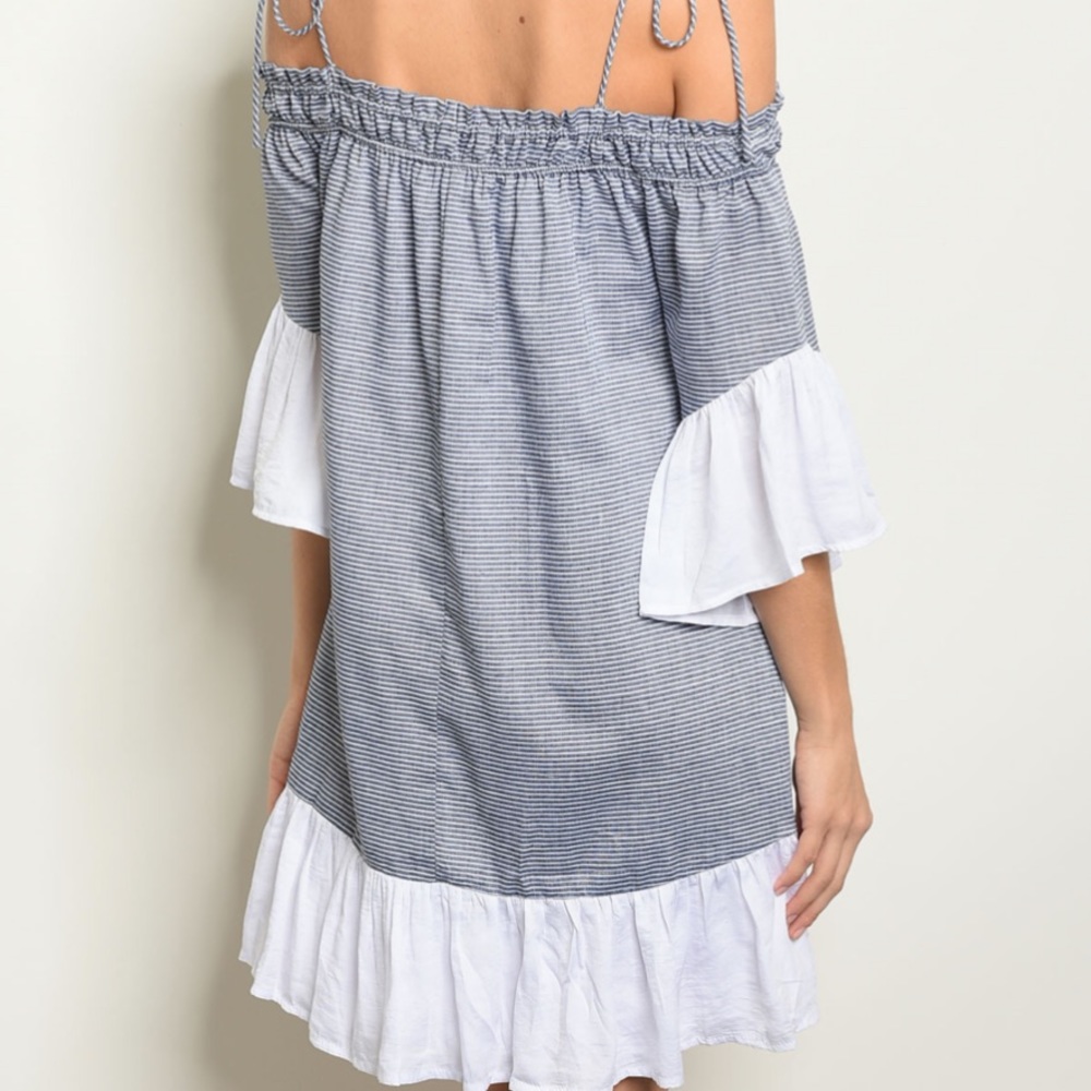 Off shoulder lace trim tunic navy white- Dress - Picture 3 of 3